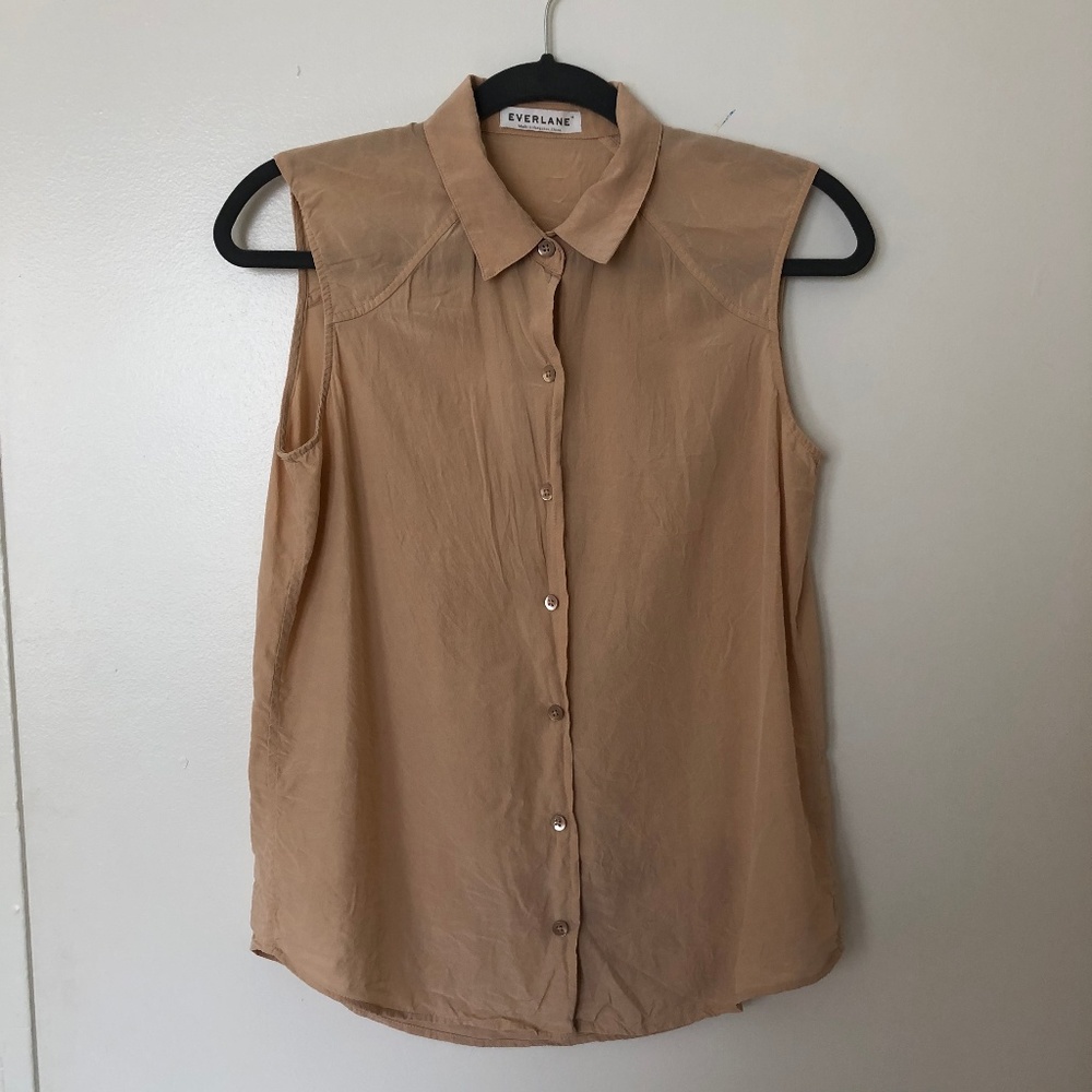 Everlane 100% Silk Blush Sleeveless Blouse SIZE M